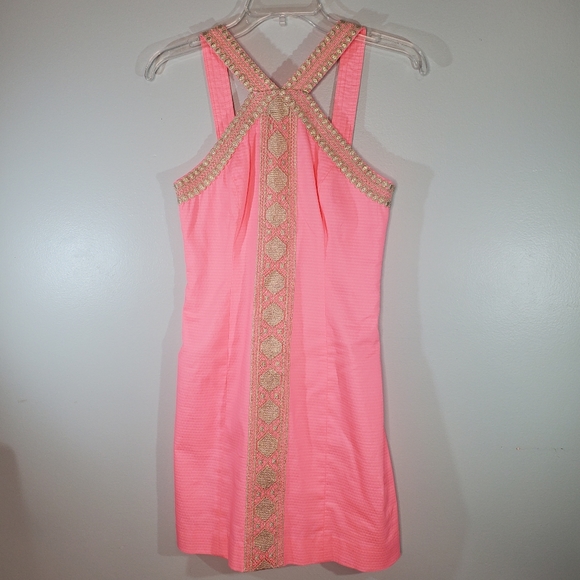 Lilly Pulitzer Coral Pink Vena Stretch Shift Dress 00 - Picture 4 of 14